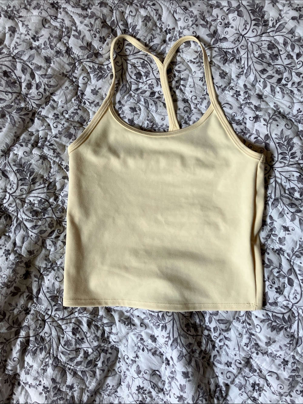 Cream Racerback Slim Fit Crop Tank